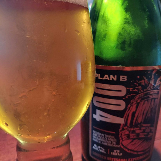 Glass and bottle of Plan B 004 beer